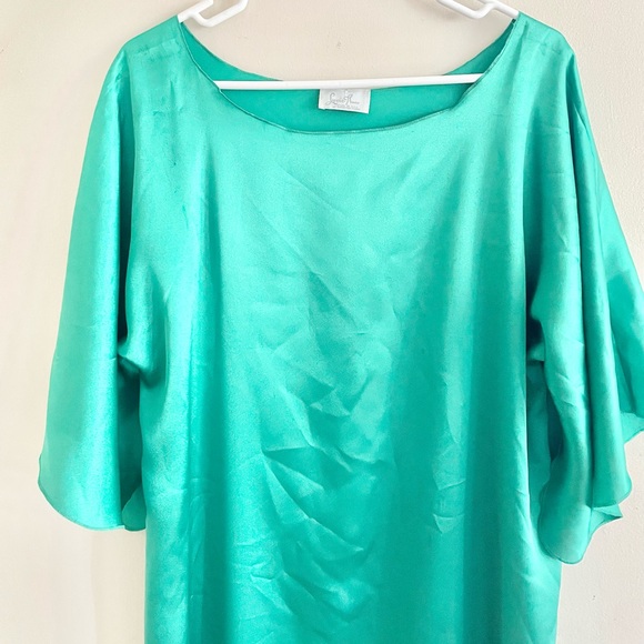 Vintage Claire Sandra by Lucie Ann Emerald Green Night Dress Size Medium - Picture 2 of 11